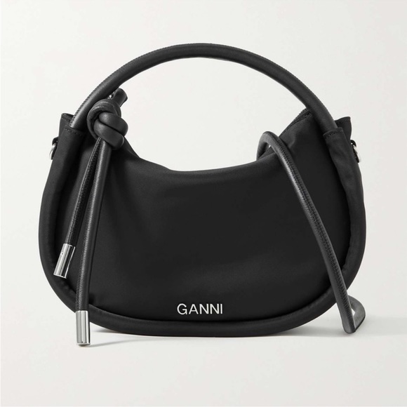 Ganni Handbags - NWOT GANNI Mini recycled leather-trimmed shell shoulder bag in black